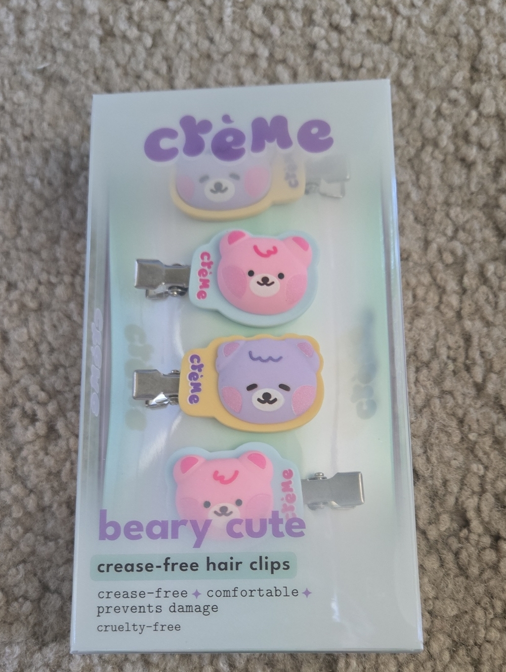 Crème Beary Cute Hair Clips — Crease‑Free Pastel Bear Barrettes Set